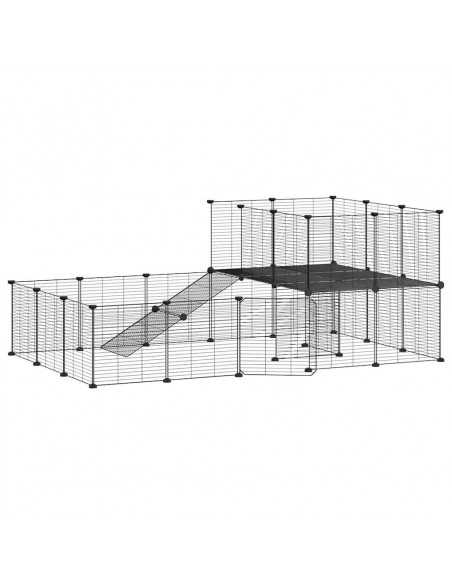 Gabbia per Animali 36 Pannelli con Porta Nera 35x35 cm Acciaio