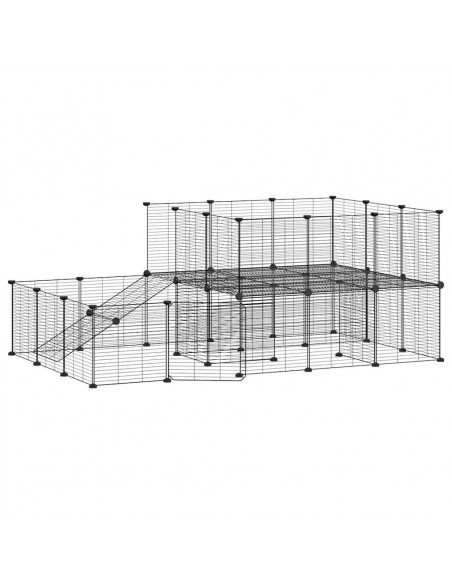 Gabbia per Animali 44 Pannelli con Porta Nera 35x35 cm Acciaio