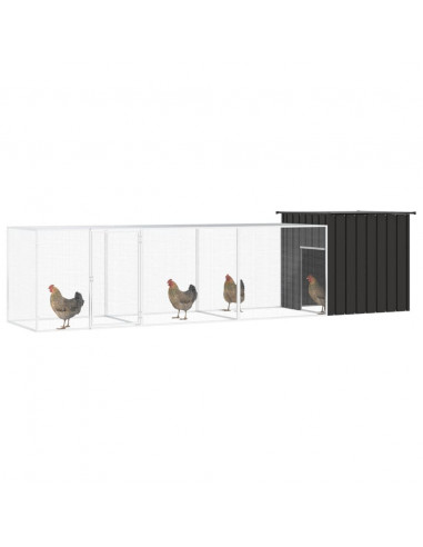 Gabbia per Polli Antracite 400x91x100 cm Acciaio Zincato