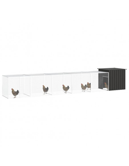 Gabbia per Polli Antracite 600x91x100 cm Acciaio Zincato