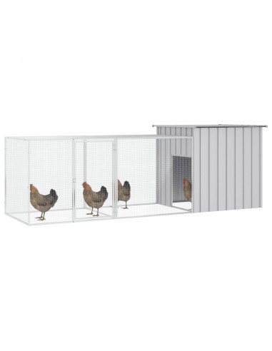 Gabbia per Polli Grigia 300x91x100 cm Acciaio Zincato
