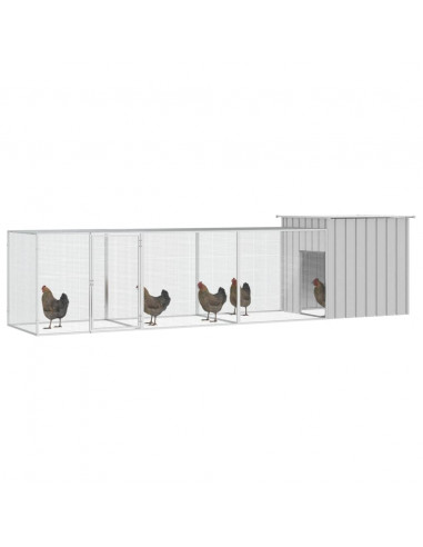 Gabbia per Polli Grigia 400x91x100 cm Acciaio Zincato