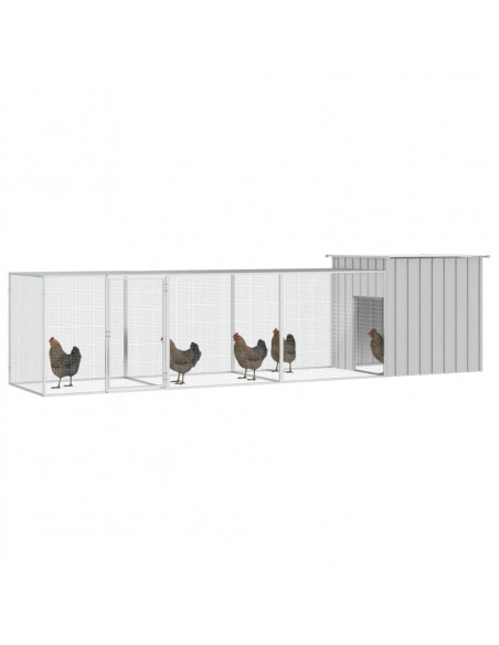 Gabbia per Polli Grigia 400x91x100 cm Acciaio Zincato