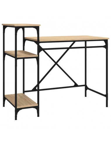 Scrivania Ripiani Rovere Sonoma 105x50x90cm Multistrato e Ferro