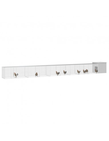 Gabbia per Polli Grigia 1000x91x100 cm Acciaio Zincato