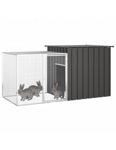 Gabbia per Conigli Antracite 200x91x100 cm Acciaio Zincato