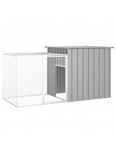 Gabbia per Conigli Grigia 200x91x100 cm Acciaio Zincato 2