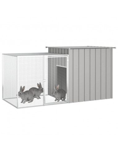 Gabbia per Conigli Grigia 200x91x100 cm Acciaio Zincato