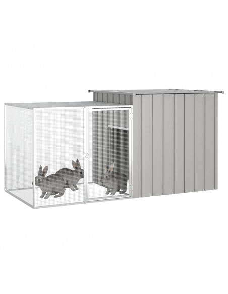 Gabbia per Conigli Grigia 200x91x100 cm Acciaio Zincato