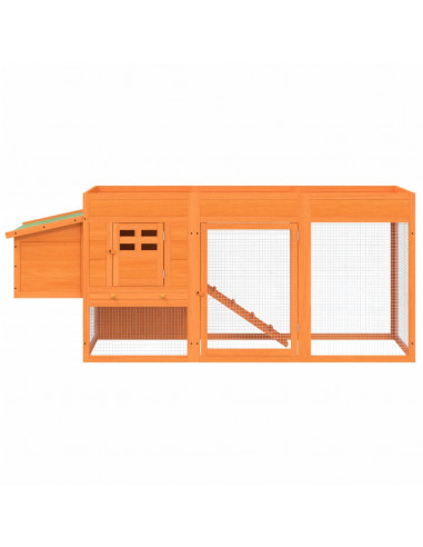 Pollaio Marrone 204x50x84 cm in Legno Massello di Pino