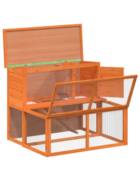 Conigliera Marrone 102x90x84,5 cm in Legno Massello di Pino
