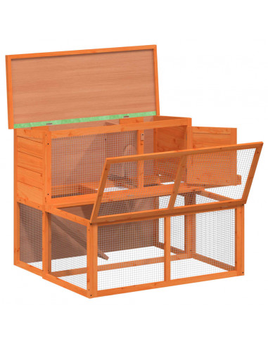 Conigliera Marrone 102x90x84,5 cm in Legno Massello di Pino