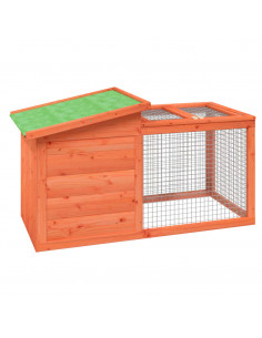 Conigliera Marrone 100,5x54x55 cm in Legno Massello di Pino 2