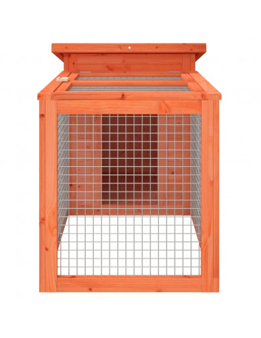 Conigliera Marrone 100,5x54x55 cm in Legno Massello di Pino