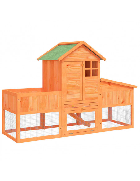 Conigliera Marrone 170x63x113 cm in Legno Massello di Pino