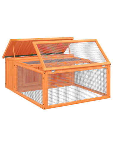 Conigliera Marrone 117,5x97x47,5 cm in Legno Massello di Pino