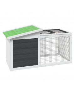 Conigliera Grigia 100,5x54x55 cm in Legno Massello di Pino 2