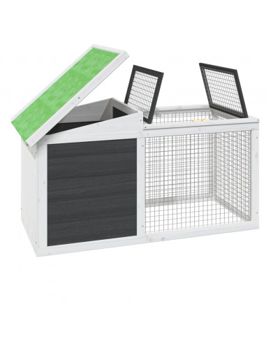 Conigliera Grigia 100,5x54x55 cm in Legno Massello di Pino