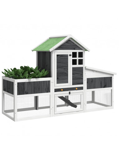 Conigliera Grigia 170x63x113 cm in Legno Massello di Pino