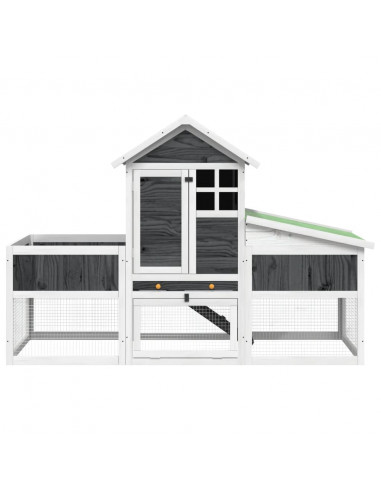 Conigliera Grigia 170x63x113 cm in Legno Massello di Pino