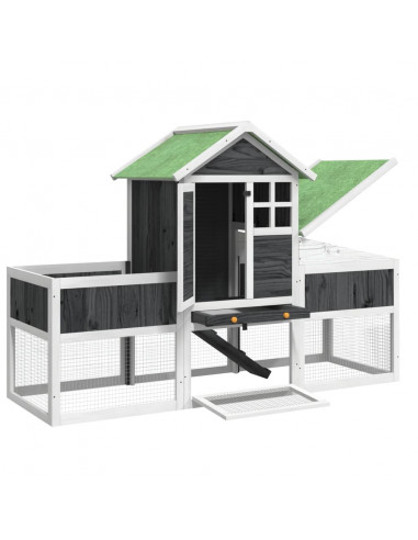 Conigliera Grigia 170x63x113 cm in Legno Massello di Pino