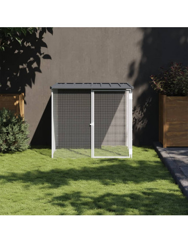 Gabbia Polli con Tetto Antracite 103x98x90 cm Acciaio Zincato