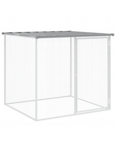 Gabbia Polli Tetto Grigio Chiaro 103x98x90 cm Acciaio Zincato 2