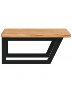 Ripiano a Parete per Lavabo in Acciaio e Massello di Rovere