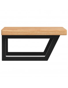 Ripiano a Parete per Lavabo in Acciaio e Massello di Rovere