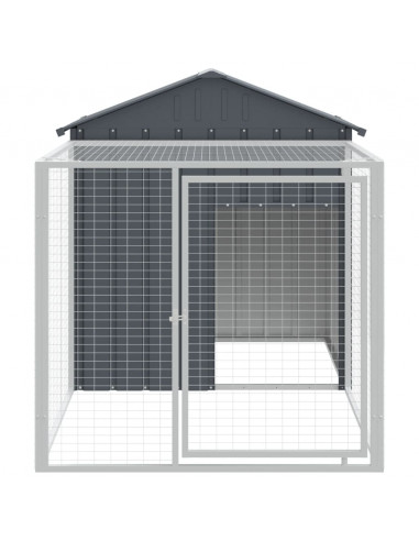Pollaio con Area Corsa Antracite 117x201x123 cm Acciaio Zincato