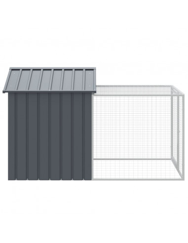 Pollaio con Area Corsa Antracite 117x201x123 cm Acciaio Zincato