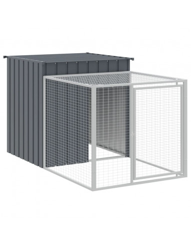 Pollaio con Area Corsa Antracite 110x201x110 cm Acciaio Zincato