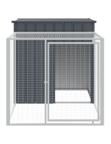 Pollaio con Area Corsa Antracite 110x201x110 cm Acciaio Zincato