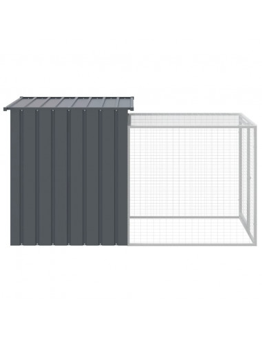 Pollaio con Area Corsa Antracite 110x201x110 cm Acciaio Zincato