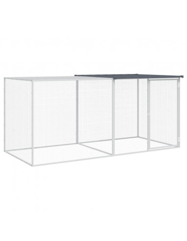Gabbia Polli con Tetto Antracite 203x98x90 cm Acciaio Zincato