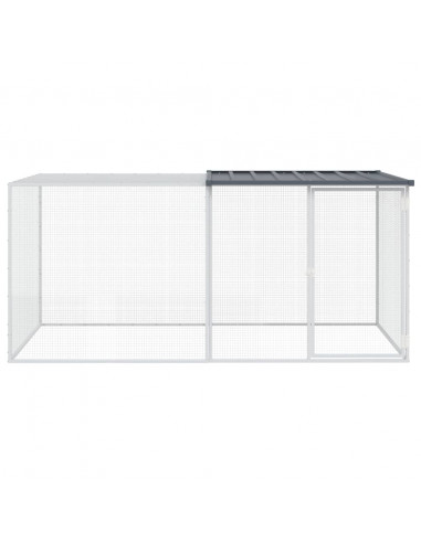 Gabbia Polli con Tetto Antracite 203x98x90 cm Acciaio Zincato