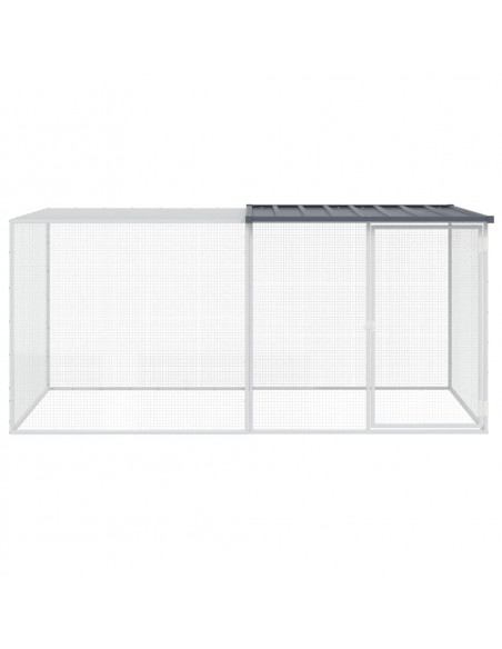 Gabbia Polli con Tetto Antracite 203x98x90 cm Acciaio Zincato