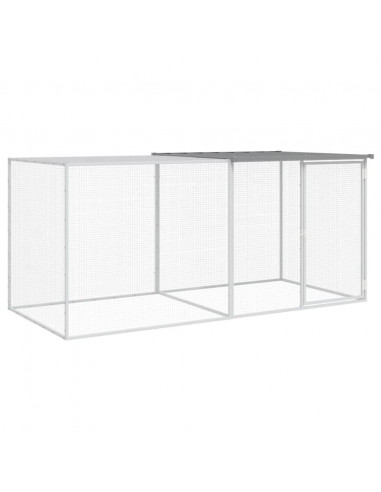 Gabbia Polli Tetto Grigio Chiaro 203x98x90 cm Acciaio Zincato