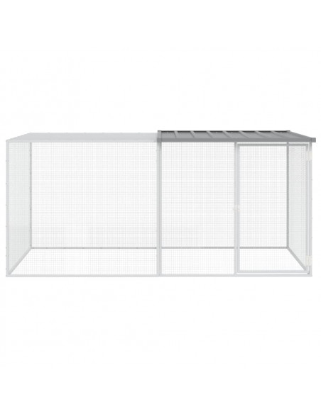 Gabbia Polli Tetto Grigio Chiaro 203x98x90 cm Acciaio Zincato