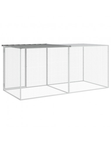 Gabbia Polli Tetto Grigio Chiaro 203x98x90 cm Acciaio Zincato