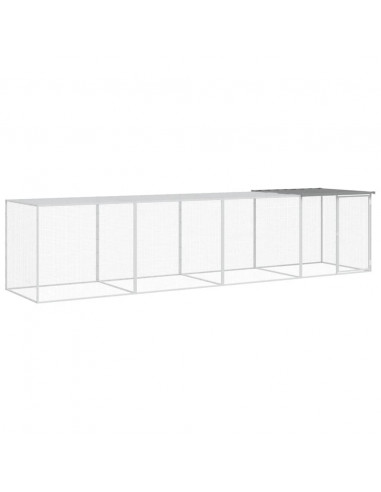 Gabbia Polli Tetto Grigio Chiaro 403x98x90 cm Acciaio Zincato