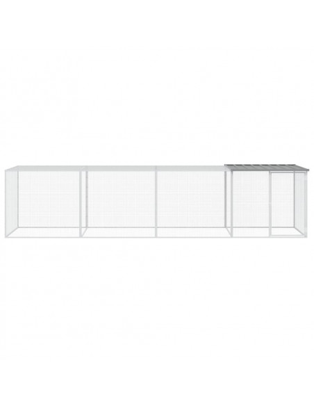 Gabbia Polli Tetto Grigio Chiaro 403x98x90 cm Acciaio Zincato