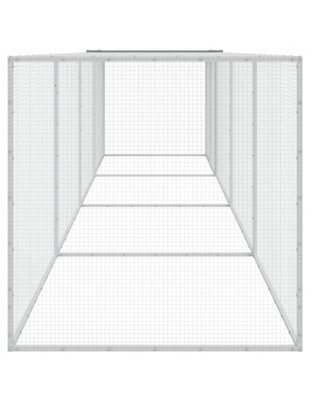 Gabbia Polli Tetto Grigio Chiaro 403x98x90 cm Acciaio Zincato