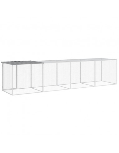 Gabbia Polli Tetto Grigio Chiaro 403x98x90 cm Acciaio Zincato