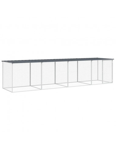 Gabbia Polli con Tetto Antracite 403x98x90 cm Acciaio Zincato