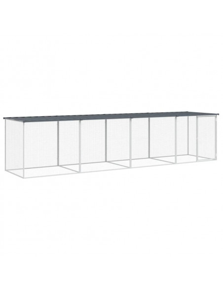Gabbia Polli con Tetto Antracite 403x98x90 cm Acciaio Zincato