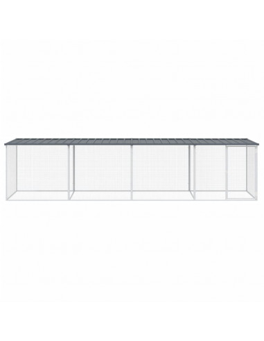 Gabbia Polli con Tetto Antracite 403x98x90 cm Acciaio Zincato