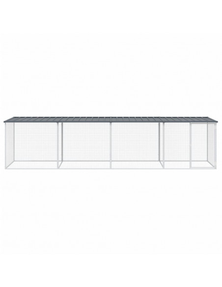 Gabbia Polli con Tetto Antracite 403x98x90 cm Acciaio Zincato