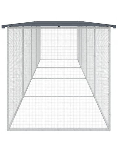 Gabbia Polli con Tetto Antracite 403x98x90 cm Acciaio Zincato