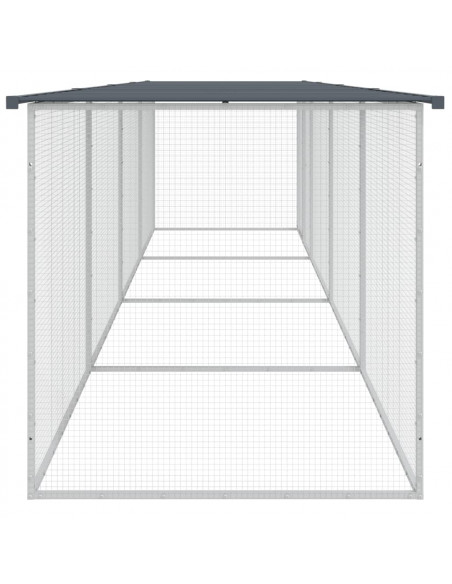 Gabbia Polli con Tetto Antracite 403x98x90 cm Acciaio Zincato